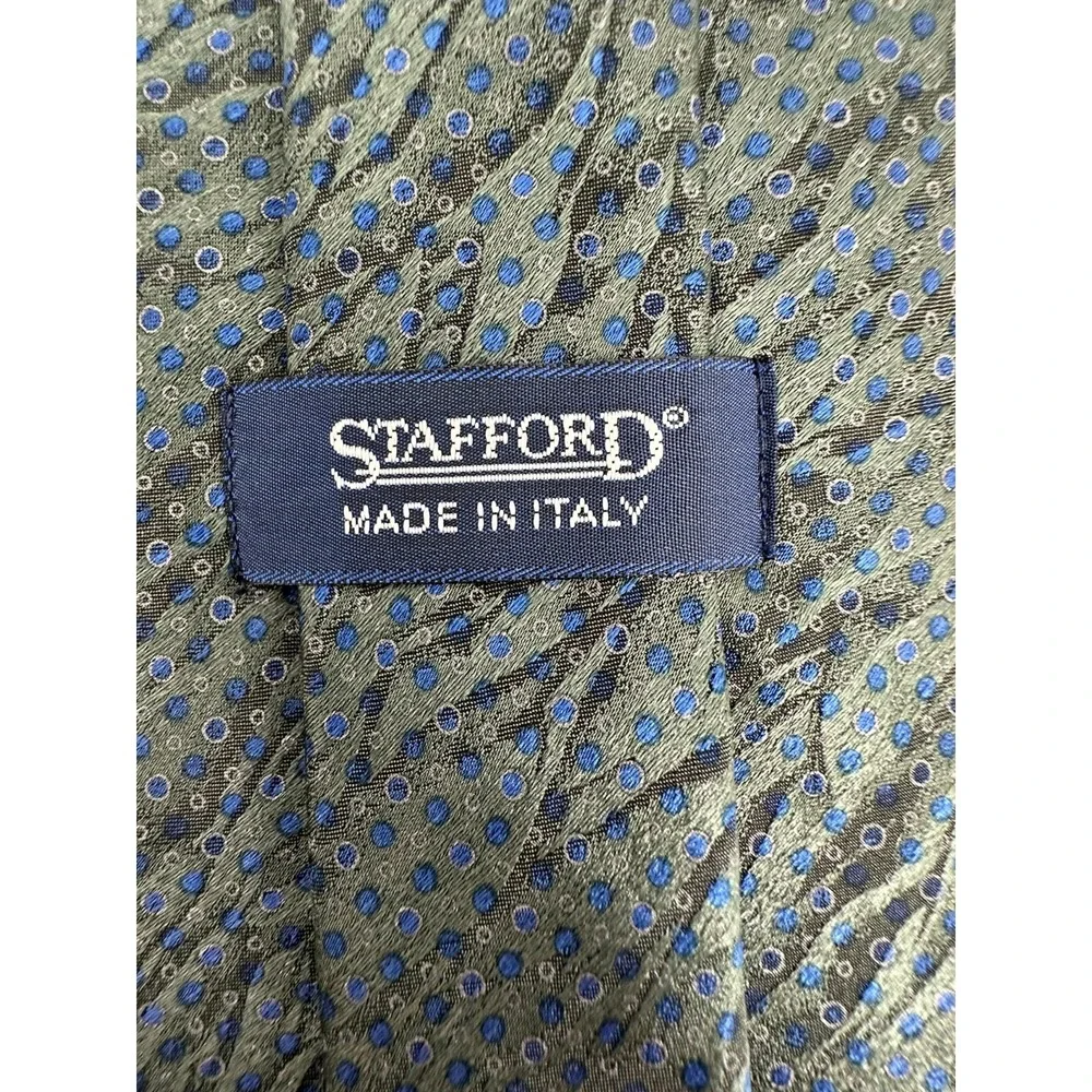 Stafford Men's Designer Teal Geometric Dot Novelty Neck Tie 100% Silk Italy